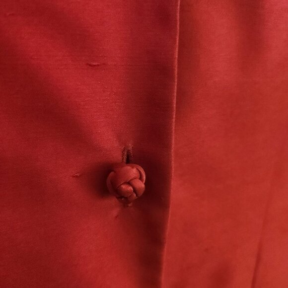 Coldwater Creek Vintage Unique Red Silk Knot Button Blazer Size 4 - Picture 3 of 4